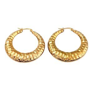 1 5/8 Inch 43mm Hoop Gold Tone Pierced Post Earrings